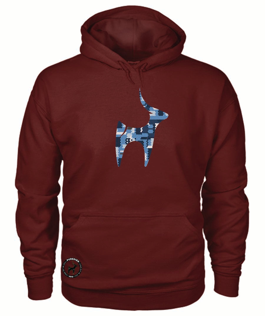 Camo-Bokkie-Blou HEELDAG Hoodie vir Hom en Haar