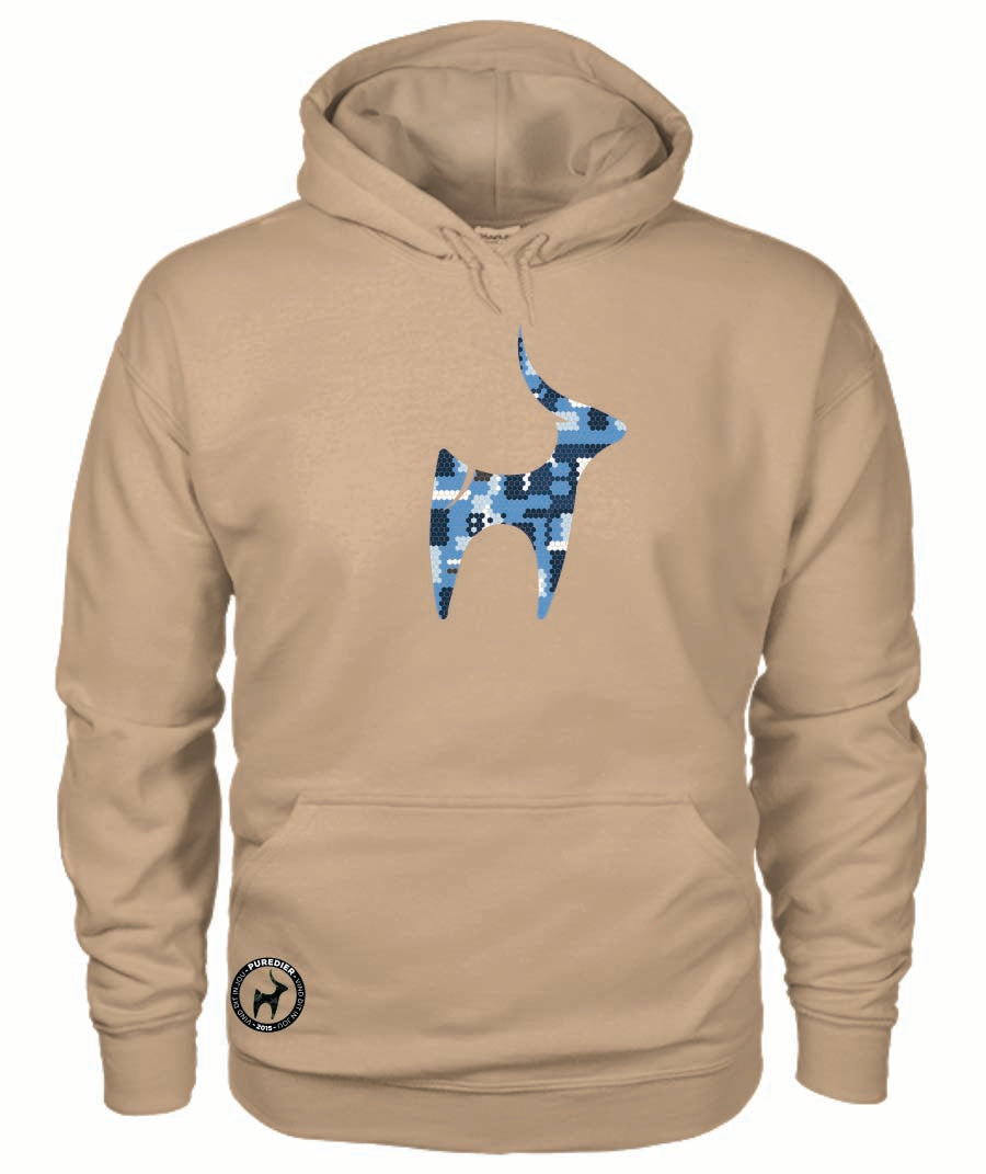 Camo-Bokkie-Blou HEELDAG Hoodie vir Hom en Haar