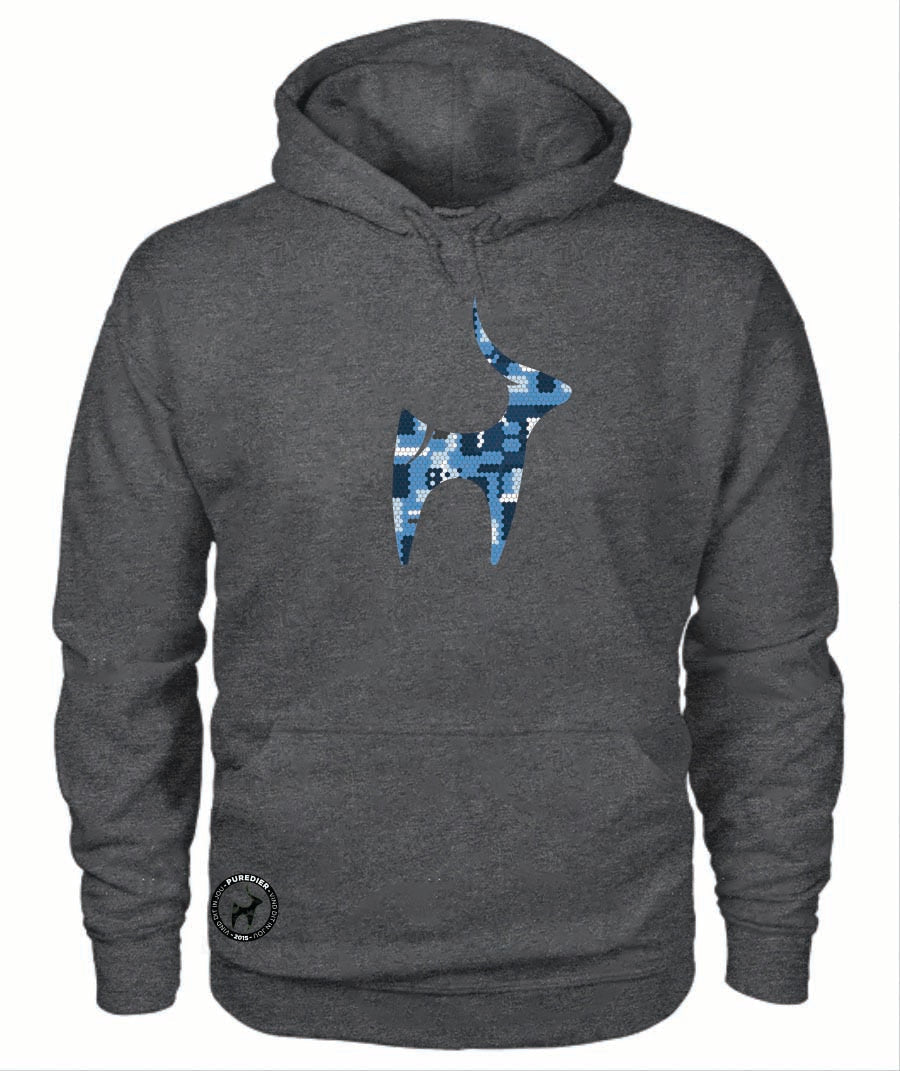Camo-Bokkie-Blou Premium Hoodie vir Hom en Haar