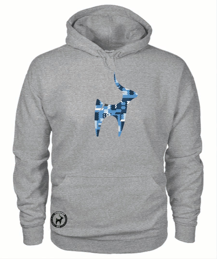 Camo-Bokkie-Blou Premium Hoodie vir Hom en Haar