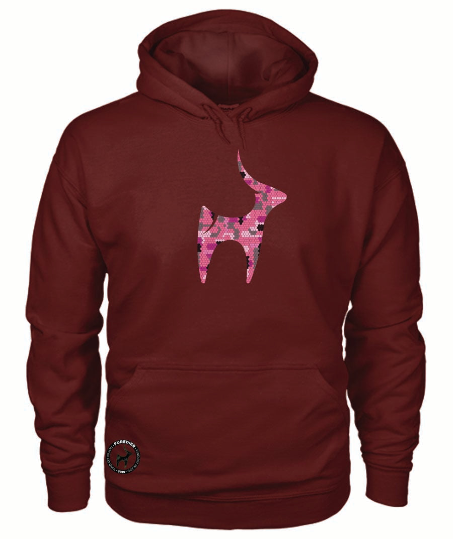 Camo-Bokkie-Pienk HEELDAG Hoodie vir Hom en Haar