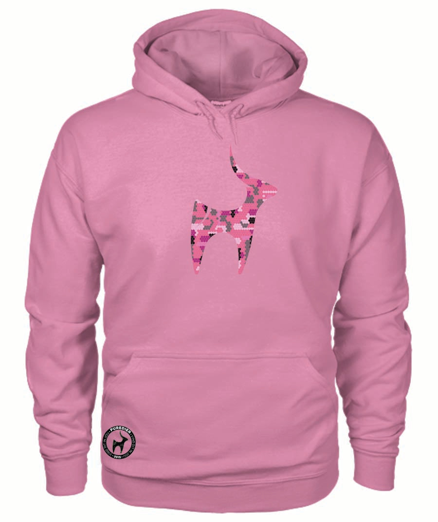 Camo-Bokkie-Pienk HEELDAG Hoodie vir Hom en Haar