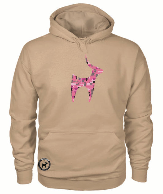 Camo-Bokkie-Pienk HEELDAG Hoodie vir Hom en Haar